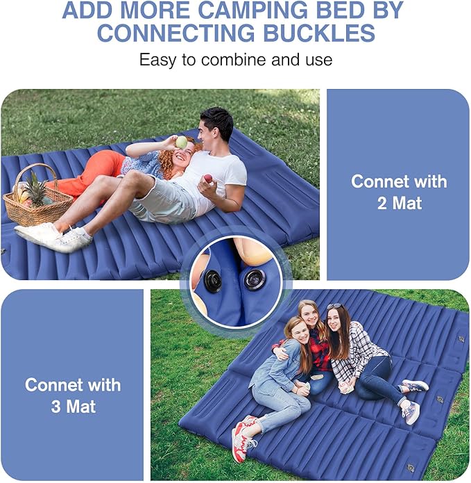 Sleeping Pad for Camping 5 Extra-Thick Camping Mat with Pillow Built-in Foot Pump Ultralight Inflatable Sleeping Mat for Camping Backpacking Hiking Camp Tent