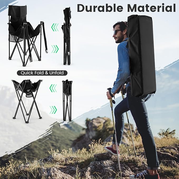 Giantex Camping Chair and Table Set - 3 Pack Folding Beach Chair with Side Table 2 Cup Holders Storage Pockets Carrying Bag 400 lbs Capacity Hammock Camping Chair for Fishing Hiking Picnic BBQ