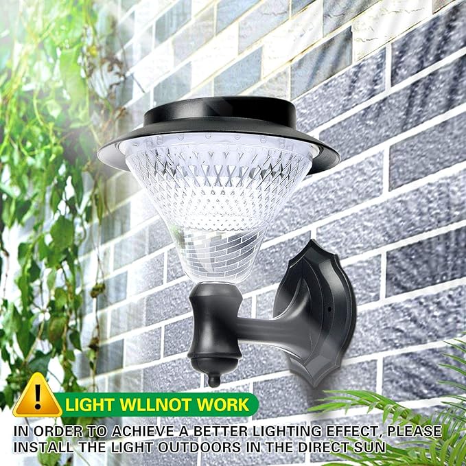 2 Pack Solar Wall Lantern Lights Outdoor WaterproofDusk to Dawn Led Wall Mounted Kit Sconce with 16 LED Auto On/Off Solar Porch Lights for Yard Front Porch Garage and GardenCold White