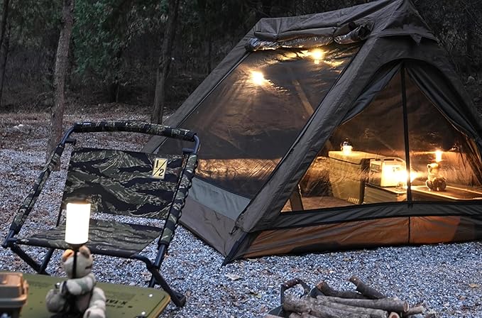 4 Person Canvas Tent with Full Rainfly&ampFootprint Easy Set Up Breathable 4 Season FamilyTent for Winter Outdoor Glamping Car Camping