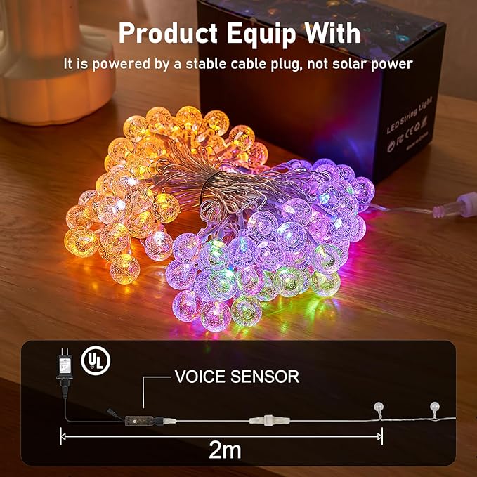 56FT Outdoor String Lights 100 LED Patio Lights with Remote Control Voice-Activated &amp Music Sync Mode 16 Color-Changing Modes Waterproof for Patio Garden Party Decor