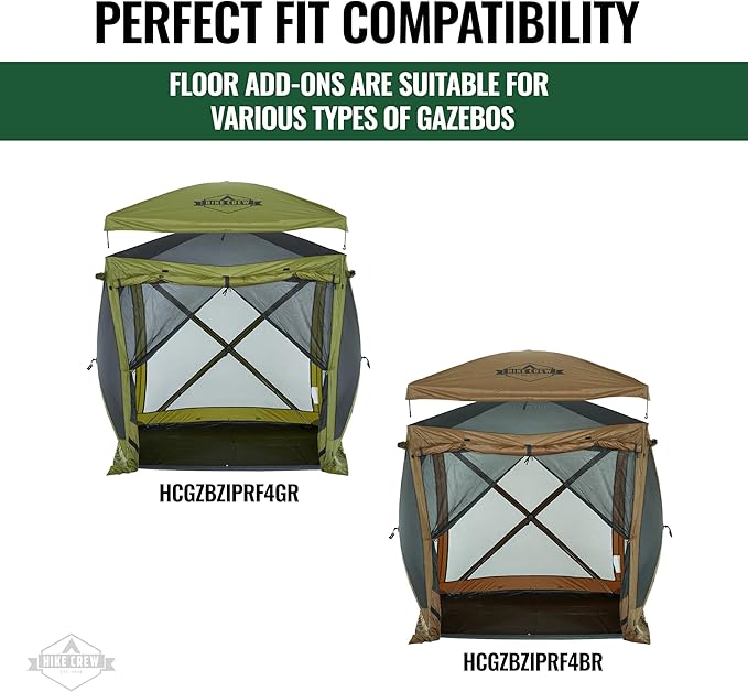 Hike Crew Gazebo Floor | Durable Base Tarp Footprint Compatible with 4-Sided Pop-Up Tent with 200cm 6.5ft Panels | Easily Attachable Waterproof PU 2000mm Blocks Moisture &amp Insects
