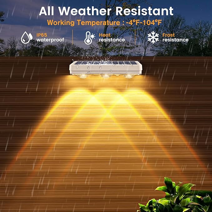 Solar Fence Lights Outdoor1300mAh 12packWarm/Natural/Cool WhiteIP65 WaterproofFence Lights Solar PoweredSolar Lighting for Deck Backyard Railing(White)