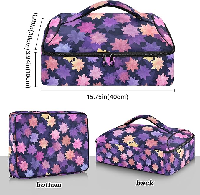 Casserole Carrier Star-shaped FlowersInsulated Casserole Carrier for Hot or Cold Food Thermal Lunch Tote for Potluck Parties Picnic Beach Fits 9 x 13 Inches Baking Dish