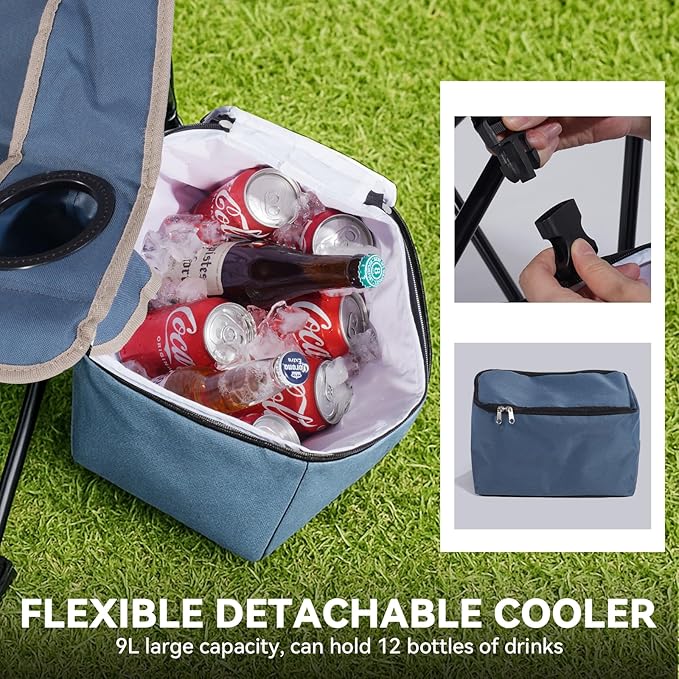 Double Beach Chair With Canopy Shade Camping Chair With Canopy Oversized Double Camping Chair With Canopy Folding Loveseat Chair With Two Cup Holders and Cooler Bag For CampingBeach Fishing