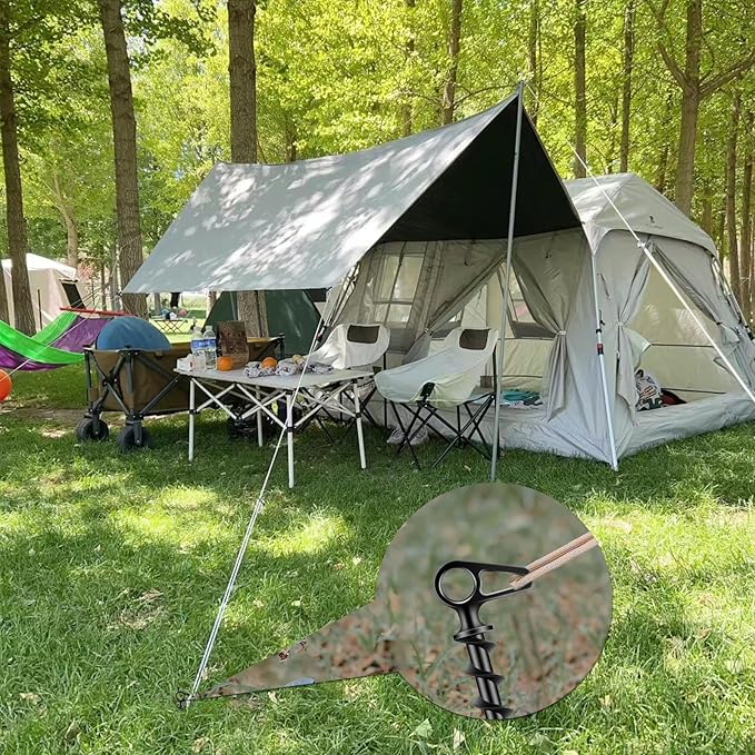 11 Aluminum Screw-in Ground Anchors - Heavy Duty Metal Non-Rust Spiral Tent Stakes for High Wind Grass Sand Camping Canopies Trampolines &amp Outdoor Securing