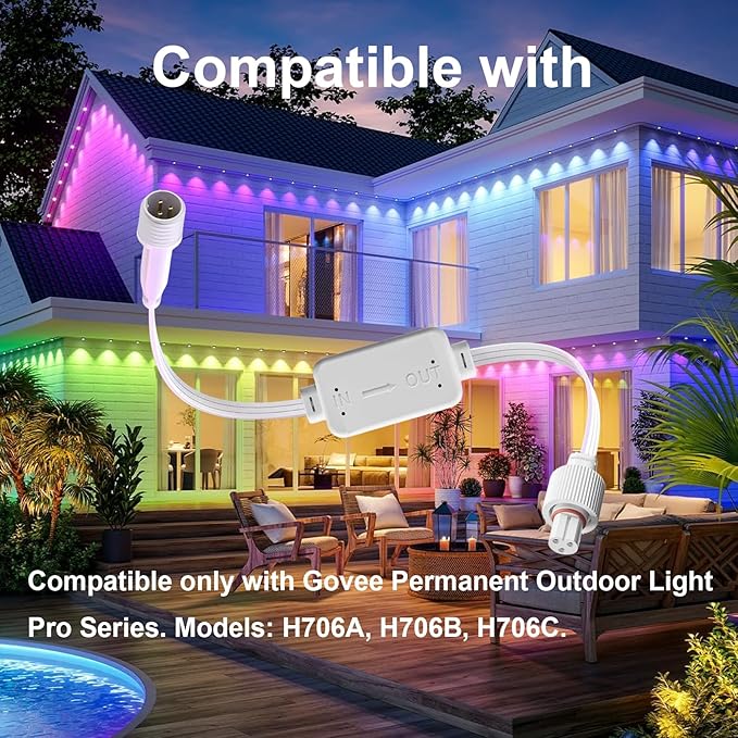Driver Module Signal Booster for Govee Permanent Outdoor Light Pro H706A H706B H706C Models only Voltage Transformer Supporting Transmission Distances up to 200 ft（Male to Female）