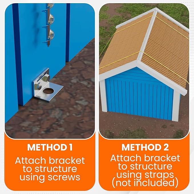 Ground Anchors Screw In - 24 Set of 468 with Brackets and Drill Bit - Earth Anchors - Mobile Home Anchors - Storage Shed Anchor Kit - Swing Set Anchors for Metal Swing Set - Playset Anchors - Ties