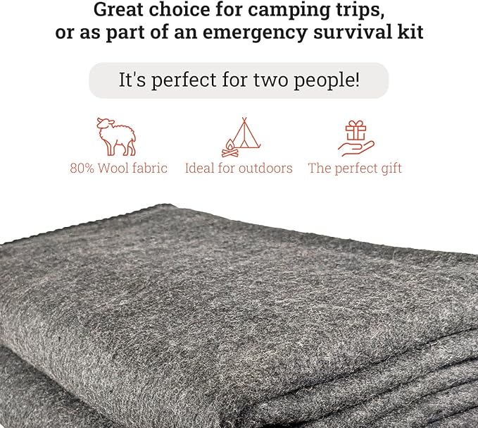 EPG Extra Large Wool Blanket with Zippered Bag | Warm Comfortable Stylish Military | XL Queen/King - 72 x 92 in 80% Wool 5.35 lbs | Camping Outdoor Bedding Emergency Survival Cabin RV