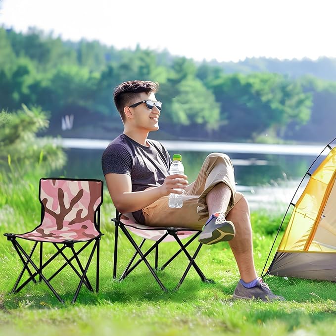 Coral Pastel Compact Youth Camping Chair Ultra-Lightweight Backpack Beach Chairs for Adults Includes Carry Bag for Outdoor