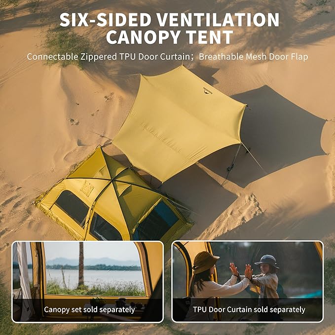Naturehike Dune Hot Tent with Stove JackDouble Layer 4 Season TentWaterproof 2-4 Person Tents for Camping