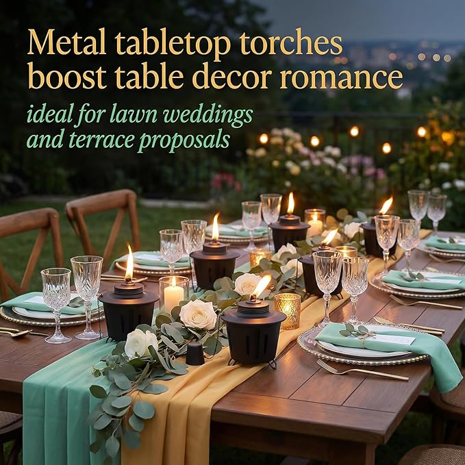 Mini Citronella Table Top Torches - 6 Pack  15 oz Citronella Torch for Outdoor Metal Tabletop Torches for Yard Patio Deck Garden Party Citronella Torch