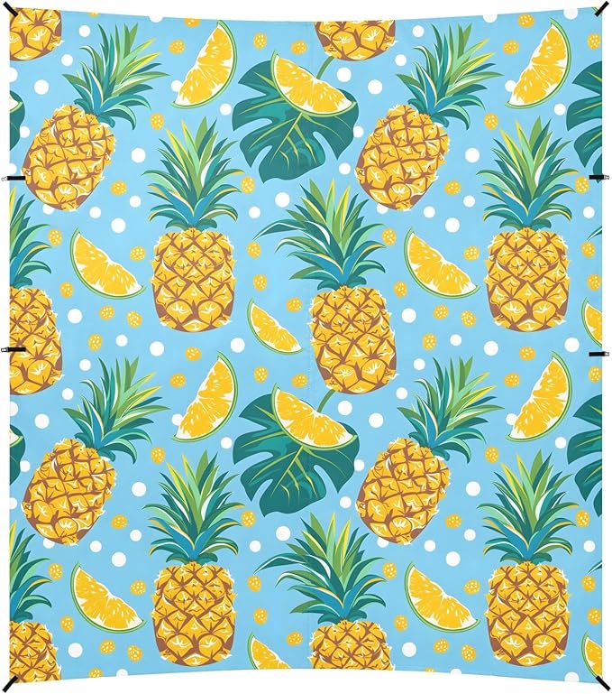 Camping Sun Shelters Tropical Leaves Dots and Pineapple Beach Canopy 126 * 110.2in