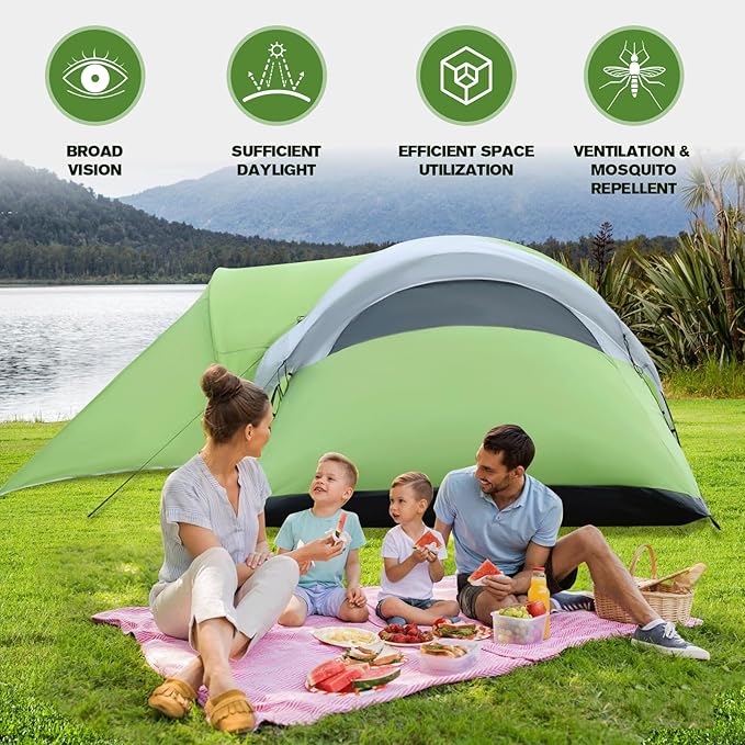 8-10 Person Family Camping Tent with Porch Easy Setup for Outdoor Camping Picnic Backyard