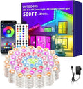 500FT Permanent Outdoor LightsWaterproof Smart LED Eaves LightPermanent Outdoor Light with App/Remote ControlMusic synchronisationfor HouseRoofGardenChristmas Decoration(2 Rolls 250FT)