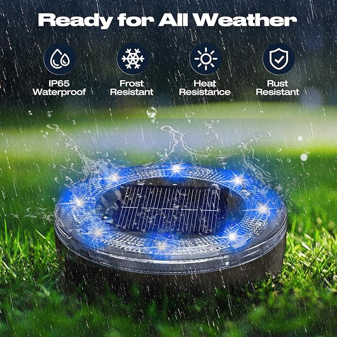 Mini Solar Ground Lights 12 Pack Solar Lights Outdoor Waterproof Upgraded LED Flat Landscape Lighting for Outside Pathway Garden Patio Yard DrivewayBlue