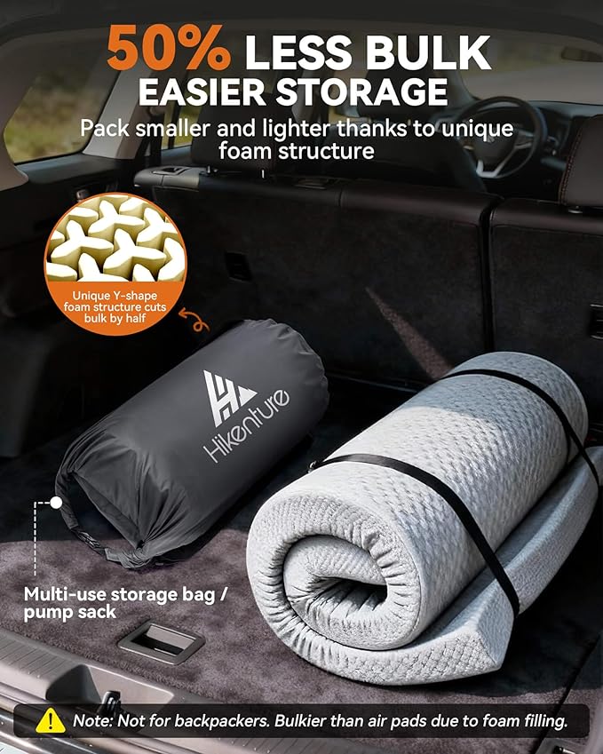 Hikenture 4 Thick Self Inflating Sleeping Pad Foam &amp Air Camping Mattress 9.5 R-Value Insulated Sleeping Mat Portable All Season Camping Pad for Tent Car Cot Truck