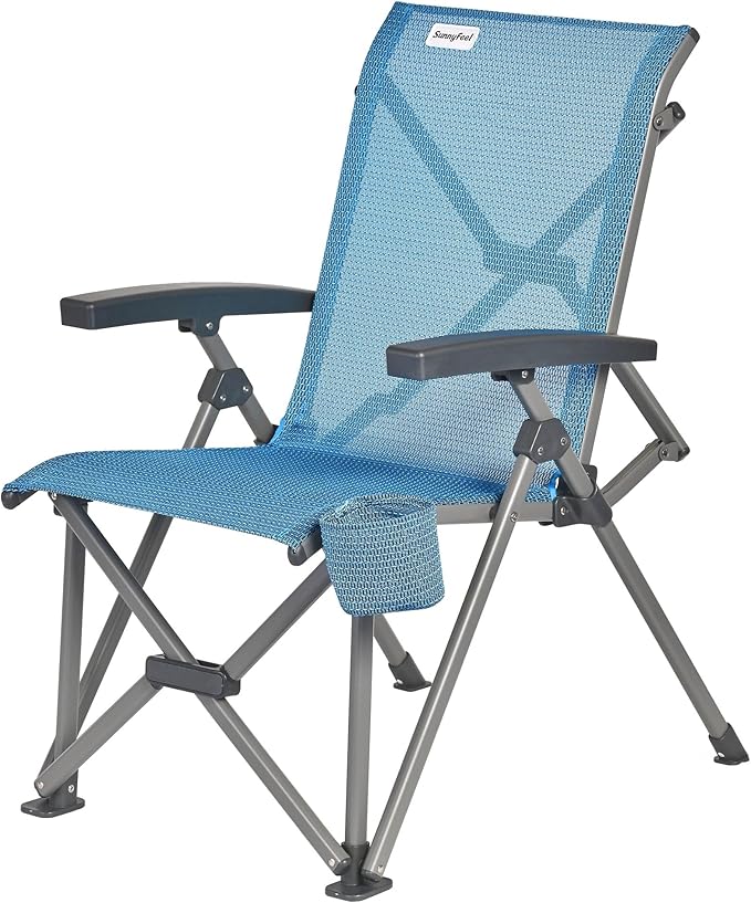 SUNNYFEEL Folding Camping Chair Heavy Duty Ergonomic Chairs Support 500lbs with Adjustable Breathable High Back Support and Cup Holder Aluminum Frame for Fishing Camp Beach Lawn RV Patio