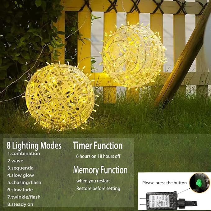 Christmas String Lights Outdoors4 Pack 7.98 Sphere Ball Tree Garden Globe Lights for Home Party Christmas Porch PatioWedding GardenTree Decoration with Memory Function Plug