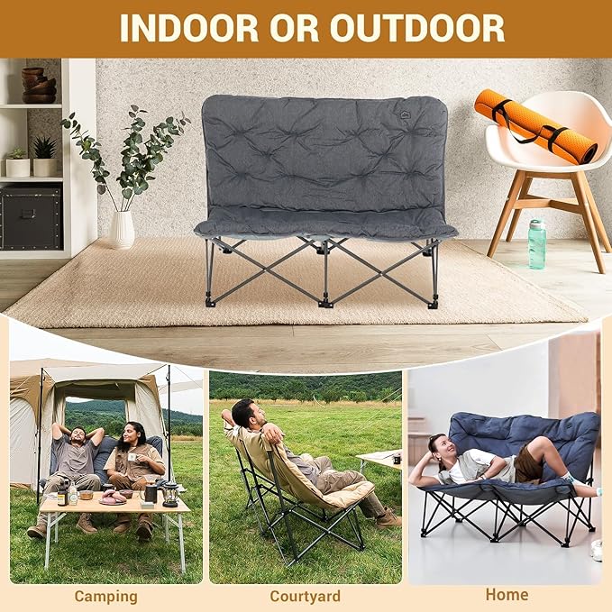 KingCamp Folding Comfy Butterfly Chair Oversized Padded Camping Chairs for Adults Comfortable Camp Chair 300lbs Heavy Duty with High Back for Outdoor Lawn Patio Bedroom Living Room Dorm