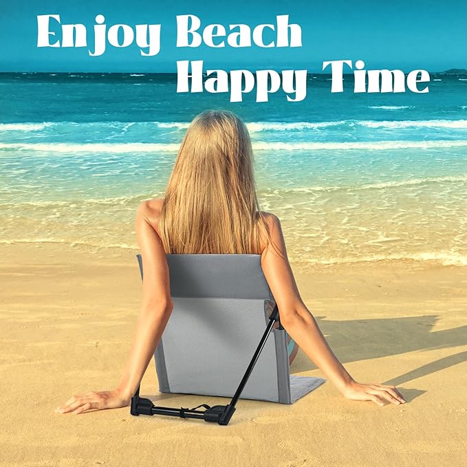 Karenhi 4 Pcs Foldable Poolside Chairs Portable Beach Chair Folding Poolside Chairs for Edge of Pool for Adults Traveling Camping Picnic Lawn Accessories (Light Gray)