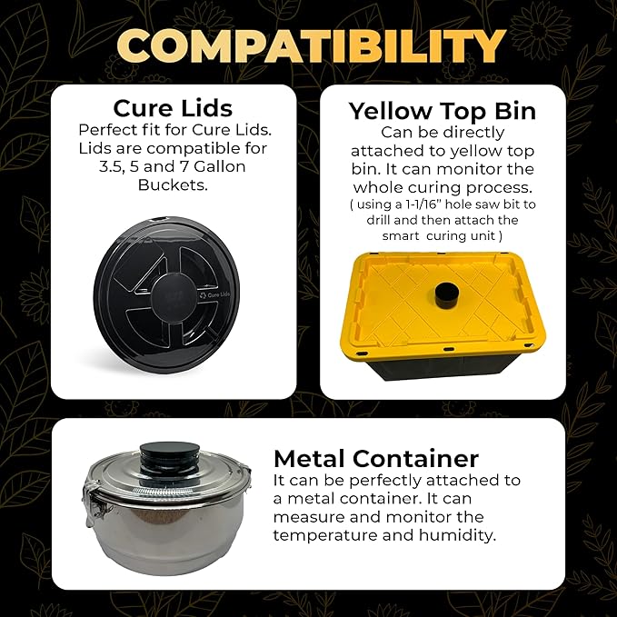 Controller Brain - Exchanges Fresh Air Automatically for Harvesting &amp Compatible with Gamma Seal Lids Yellow Top Bins Metal Containers Smart Curing Hydroponics Herb Guarding
