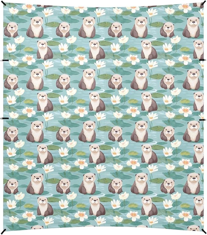 Camping Sun Shelters Cute Sea Otter Pattern Beach Canopy 126 * 110.2in
