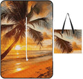 Zipper Tropical Beach Palm Tree Sunset Style Picnic Mat Suitable for Travel Camping Park Or Home Use
