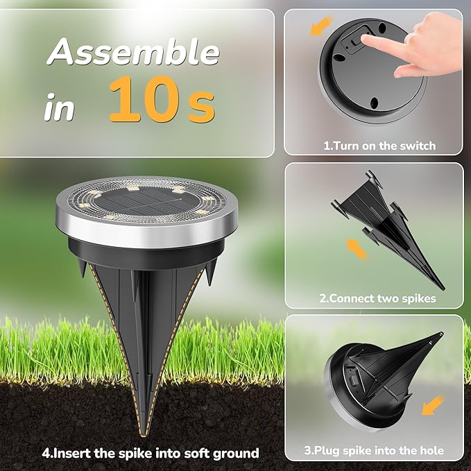 INCX Solar Ground Lights16 Pack Solar Lights Outdoor Waterproof Solar Garden Lights Landscape Lighting for Patio Pathway Lawn Yard Deck Driveway Walkway Cold White