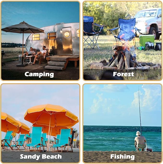 Double Folding Camping Chair W/Umbrella Fold Up Table Beverage Holder Carrying Bag Cooler for Patio Pool Park Outdoor Beach Picnic Portable (Grey)