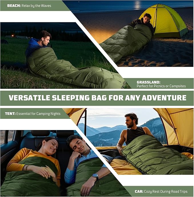 Sleeping Bags for Adults 34°F to 43°F Ultralight Warm Cold Weather Sleeping Bag for Camping Backpacking Hiking Hunting and Outdoor Travel with Compression Sack