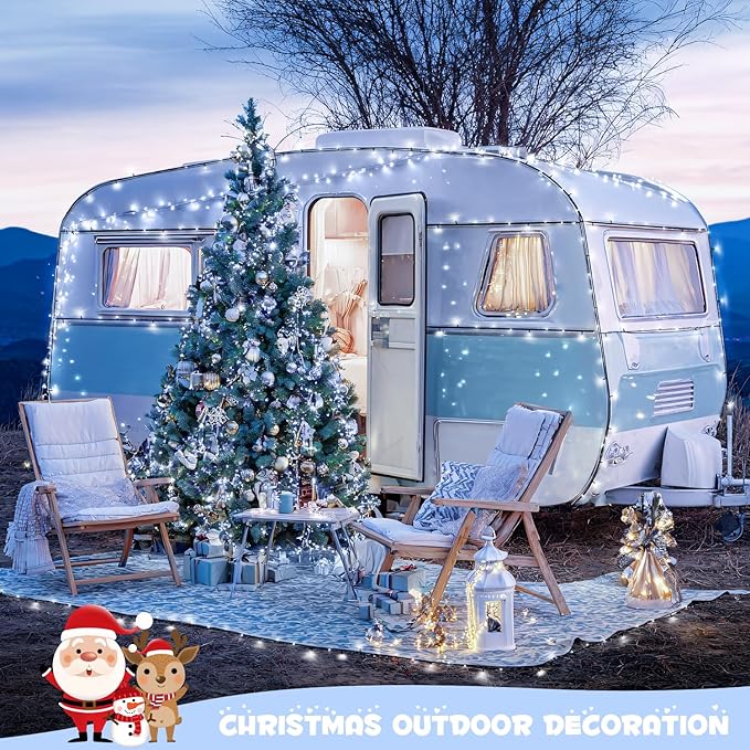JMEXSUSS 2 Pack Solar String Lights Outdoor Waterproof Total 66 FT 200 LED Solar Christmas Lights Outdoor Twinkle Light for Christmas Tree Outside Garden Yard Xmas Decor White