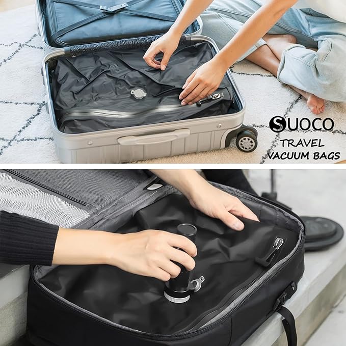 Vacuum compression bag travel storage bag portable clothing compression packaging bag waterproof and moisture-proof luggage organizer bag (Black 28L)