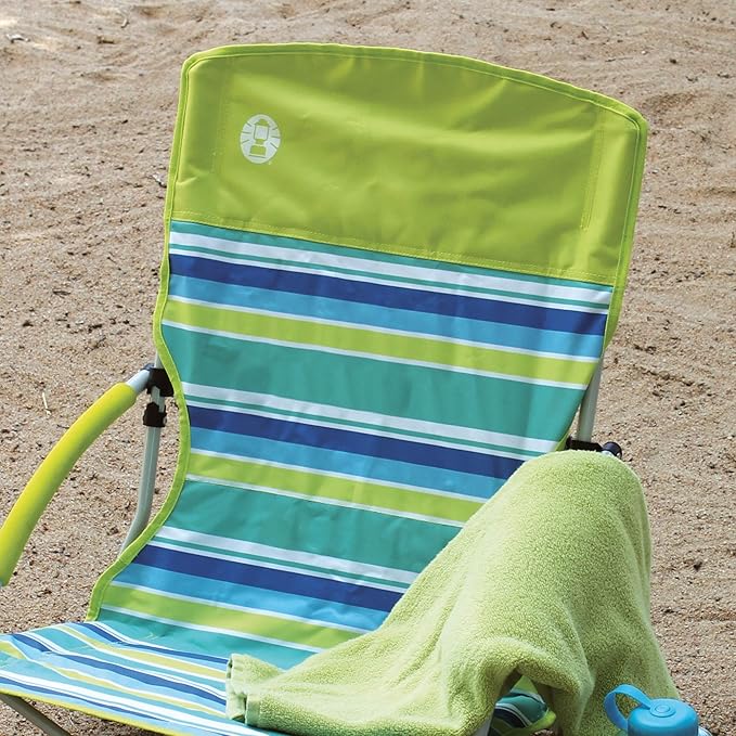 Coleman Utopia Breeze Lightweight Beach Chair with Cup Holder Comfortable Portable Outdoor Chair with Carry Bag Supports up to 250lbs Great for Beach &amp Yard