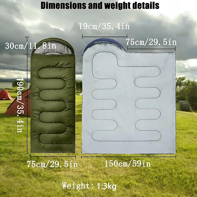 SNZ All-Season Lightweight Sleeping Bag - Mummy Camping Sleeping Bag for Adults &amp Kids Camping Essentials Warm &amp Cold Weather for Hiking Backpacking