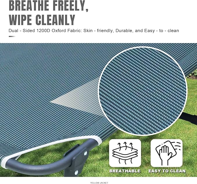 YELLOW JACKET Folding Sleeping Cot Camping Cot with Mattress for Adults 450lbs Max Load Portable Camping Cot with Pillow Adjustable 5-Position Cot for Camping HomeOfficeTravel