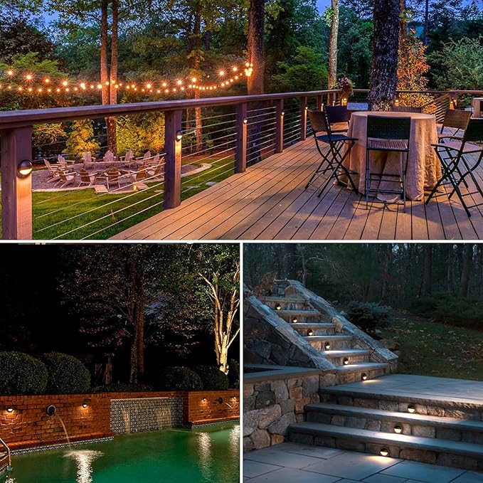 Lumina Lighting® 2W LED Deck Lights (2 Pack) | Low Voltage Landscape Lighting Waterproof - 12V 3000K Outdoor Patio Step Deck Lighting | Replaceable G4 LED Bulb Included (Bronze)
