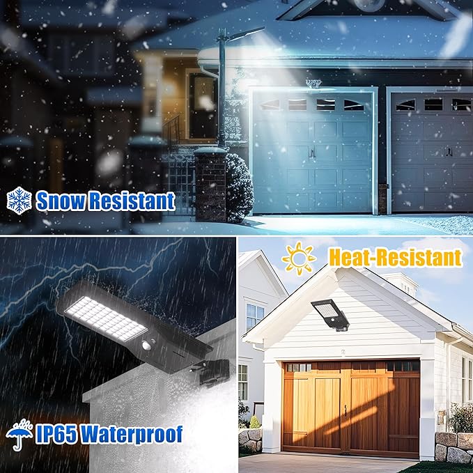 Outdoor Solar Wall LED Street Lights 6500K Solar Outside Dusk to Dawn IP65 Waterproof Lights Solar Powered with Motion Sensor and Remote Control for Wall Porch Barn Patio Garage L-1Pack
