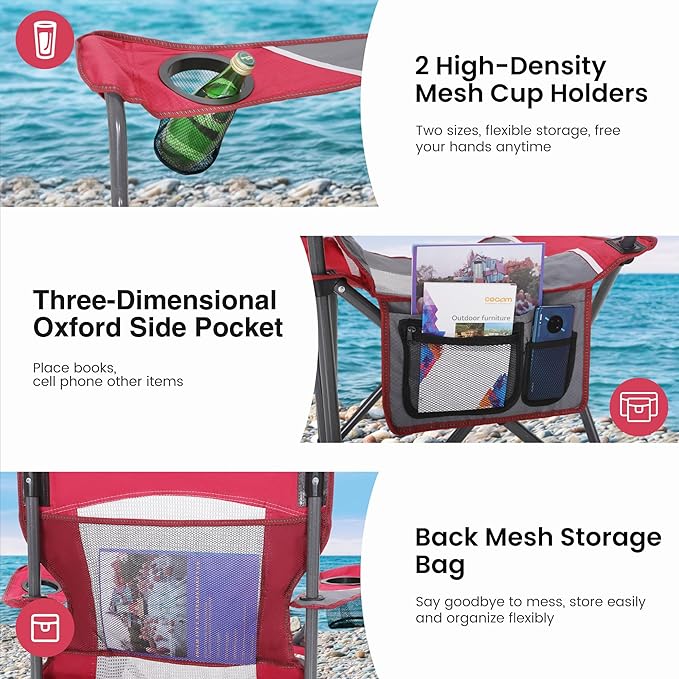 HIGH POINT SPORTS Oversized Portable Mesh Camping Folding Chair