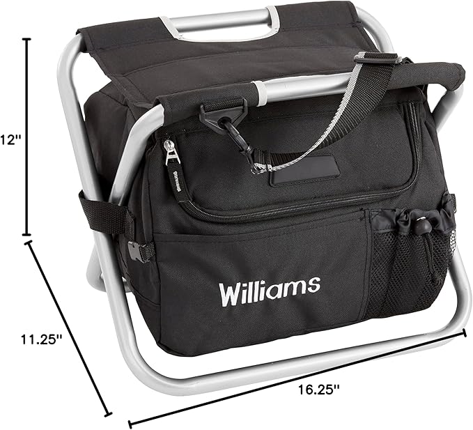 Personalization Universe Sit 'n Fish Cooler Chair - Foldable Fishing Chair with Tackle Box Organizer and Soft Cooler - Ideal for Father's Day Personalized Fishing Gift for Dad