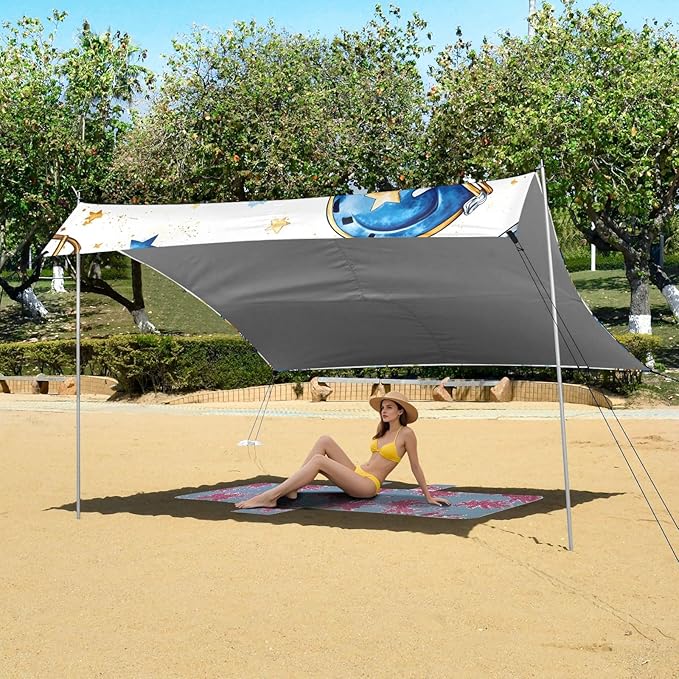 Football Tile Helmet Pattern Camping Sun Shelter Beach Tent Portable Beach Sun Shade Outdoor Canopy for Camping Trips Fishing Picnic