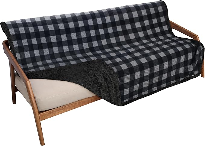 Catalonia Waterproof Bed Blanket Washable Leakproof Bed Cover Reversible Protector Blanket for Couch Sofa Stain Proof Blanket Pad for Adults 80X60 inches Grey Plaid