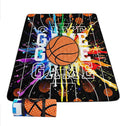 Outdoor Picnic Blanket Portable Ultrasonic Waterproof Picnic Cartoon Basketball Printed Camping Beach Mat for Sand and Wet Grass Hiking (Cartoon Basketball S