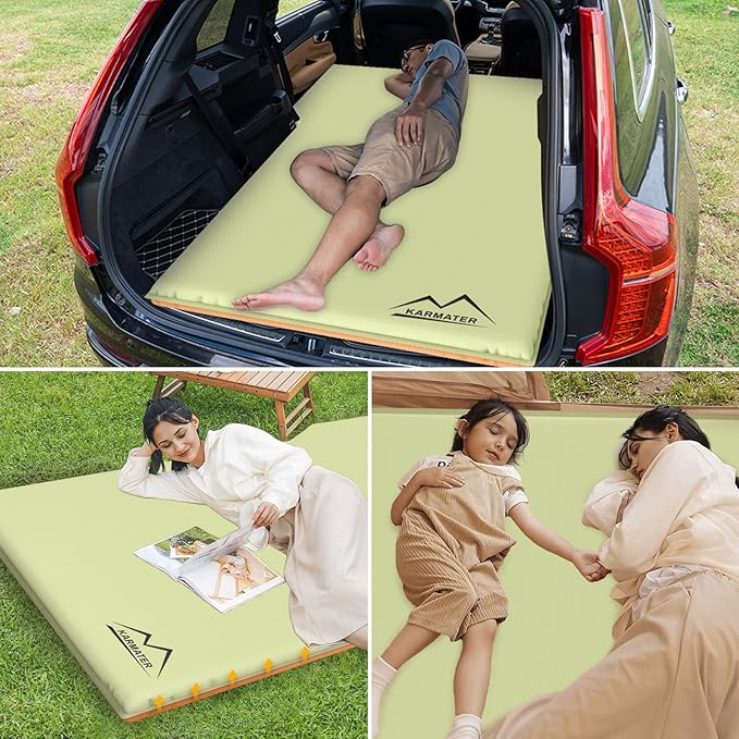 SUV Air Mattress Car Bed Camping Inflatable Car Camping Pad with Air Pump Ultrathick Memory Foam Camping Mattress 9.0 R-Value Insulated Sleeping Pad 2 Person Camp Mat for Hiking and Backpacking