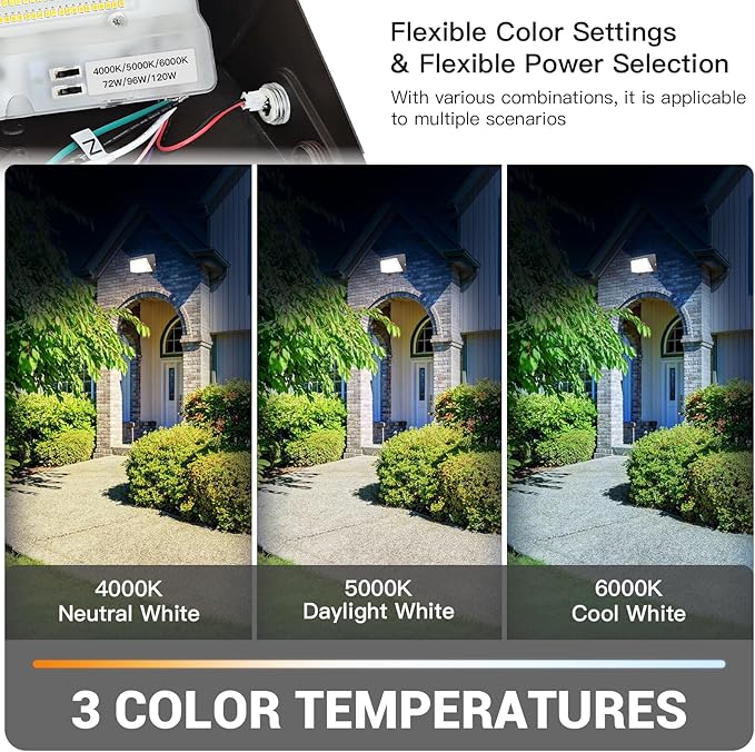 JTT 4pack 120W/96W/72W LED Wall Pack Light with Dusk to Dawn Photocell18000LM 6000K/5000K/4000K Daylight IP65 Waterproof WallPack Lights Outdoor LED [Eqv. 800W HPS/HID] for Parking LotWarehouseYard