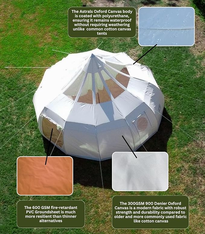 Astral Luxury Tent - 3 Sizes - Waterproof/Four Season/Glamping/Events/Resorts (13 Feet / 2 Doors)