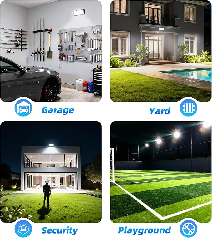 30W Flood Light Outdoor with Plug 3600LM Exterior Security Lights with 6ft Cable 5000K Daylight White LED Work Light IP66 Waterproof Exterior Floodlight for Yard Garage Stadium Garden patio 2 Pack