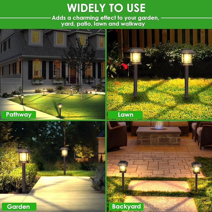 Solar Outdoor Lights 12 Pack Solar Pathway Lights Waterproof Landscape Lighting for Path Walkway Lawn Garden Yard Outside Décor Black