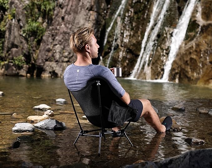 MARCHWAY Ultralight Folding Camping Chair Heavy Duty Portable Compact for Outdoor Camp Travel Beach Picnic Festival Hiking Lightweight Backpacking (Black)
