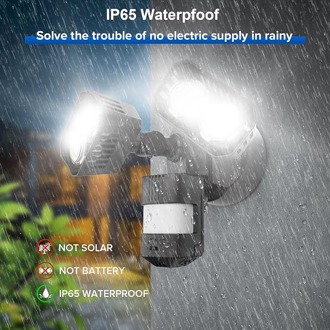 SANSI 28W 3500LM Motion Sensor Outdoor Lights Outdoor Motion Sensor Light Security Lights Detector with 4 Mode 350W Equiv 5000K IP65 Waterproof for Soffit Garage Yard (Black) Hardwired